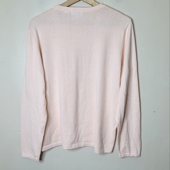 Orvis Womens Cotton Cashmere Pink Sweater Sz L Preppy Casual Knit Pullover - Picture 3 of 5